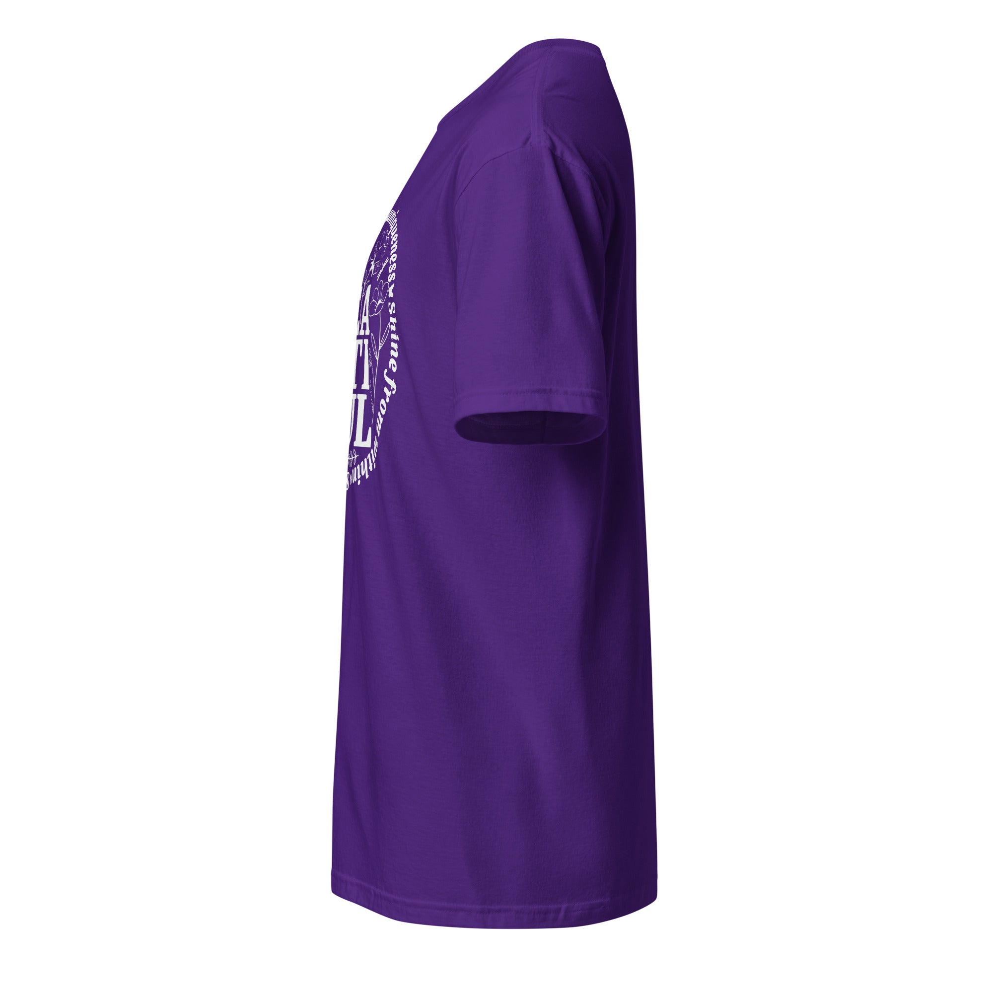 Plain Purple t-shirt left side on a white background