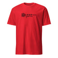 Red t-shirt with black arrow graphic and "You Me" text on a white background