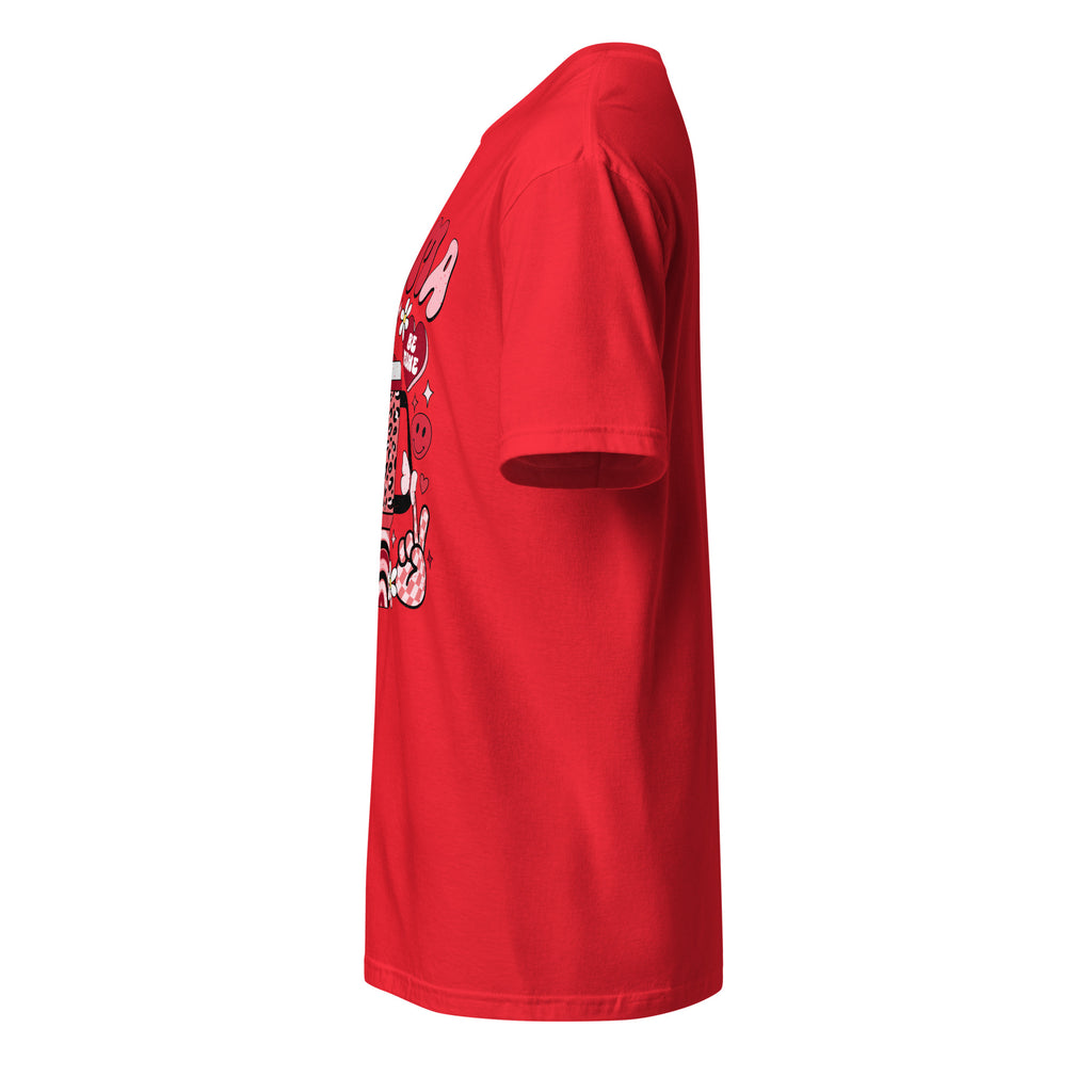 Plain Red t-shirt left side on a white background