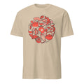Sand t-shirt with red tea-themed graphic on a white background