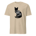 Beige t-shirt with a black cat graphic and I Like Cats More Than People text on a white background