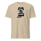 Sand t-shirt with 'I Like Dogs More Than People" text inside a dog graphic on a white background