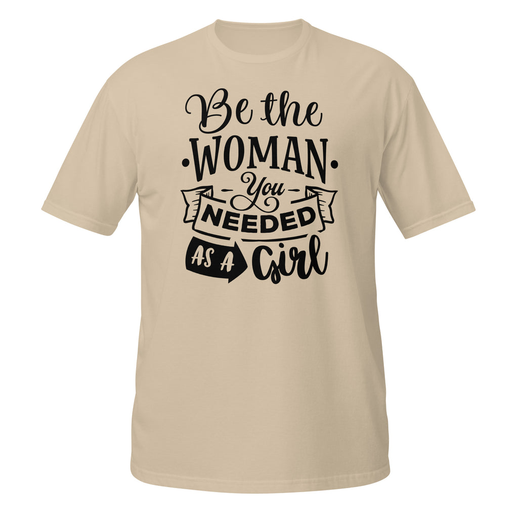 Beige t-shirt with motivational quote on a white background