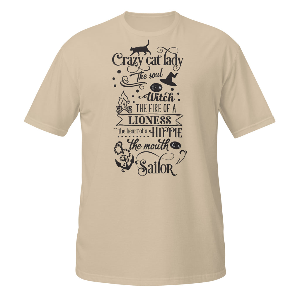 Beige t-shirt with motivational quote in black text on a white background