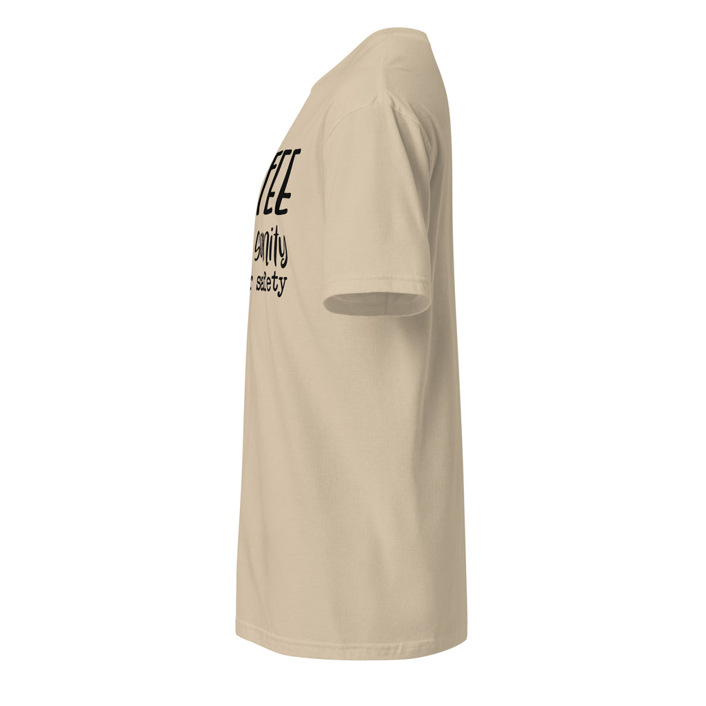 Plain Beige t-shirt left side on a white background