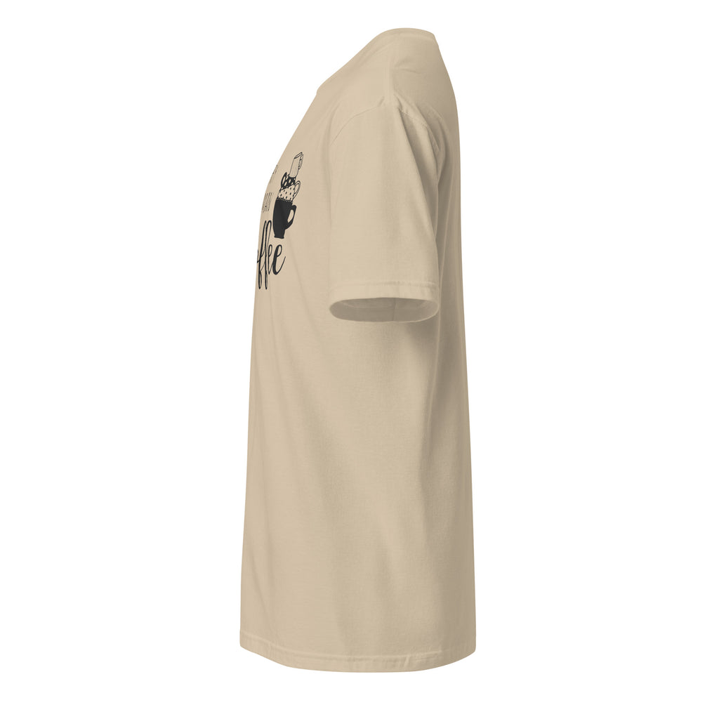 Plain Beige t-shirt left side on a white background