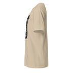 Plain beige t-shirt left side on a white background