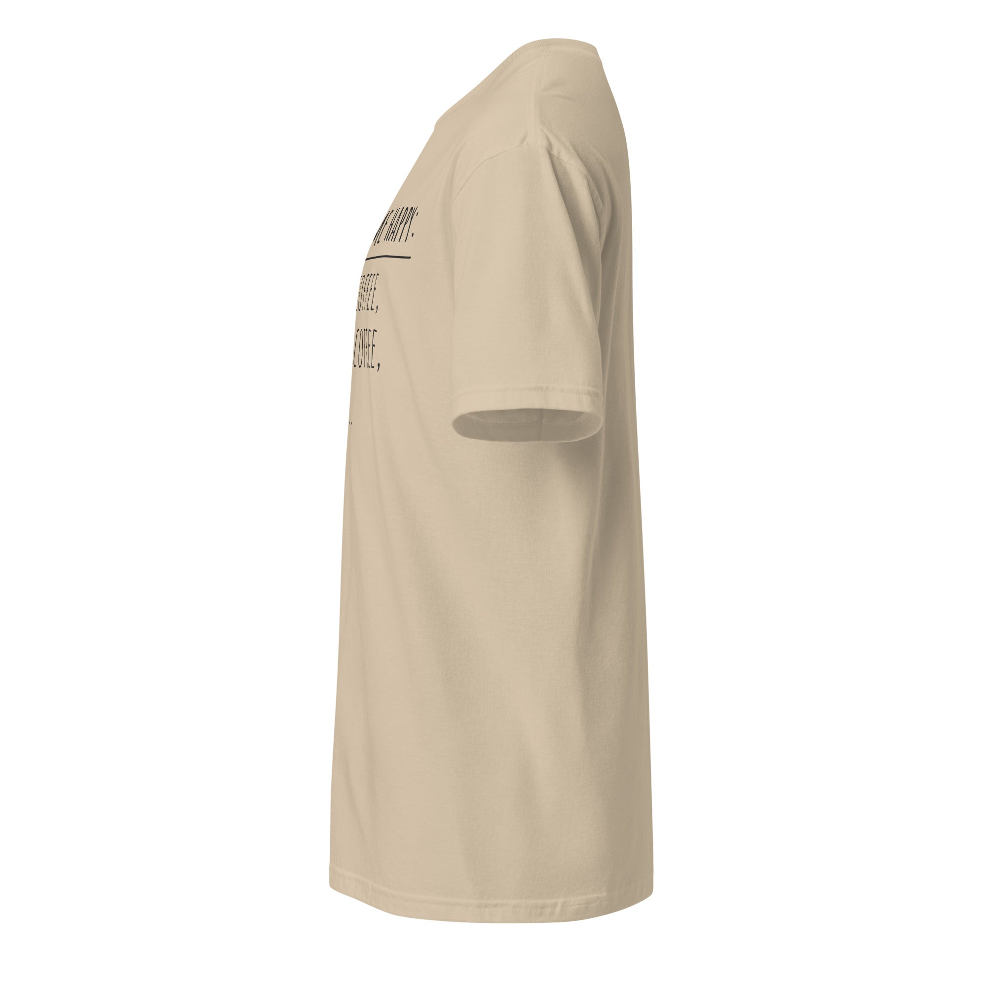 Plain Beige t-shirt left side on a white background