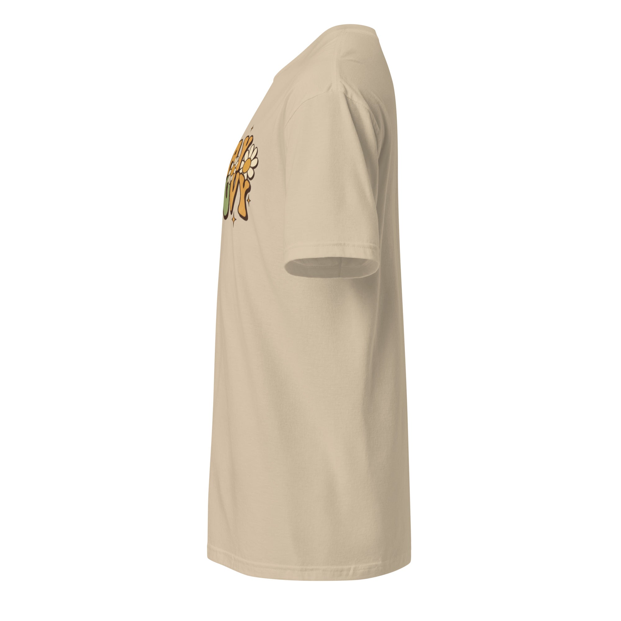Left back view of a Brown t-shirt on a white background