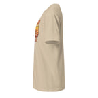 Left view of a sand t-shirt on a white background