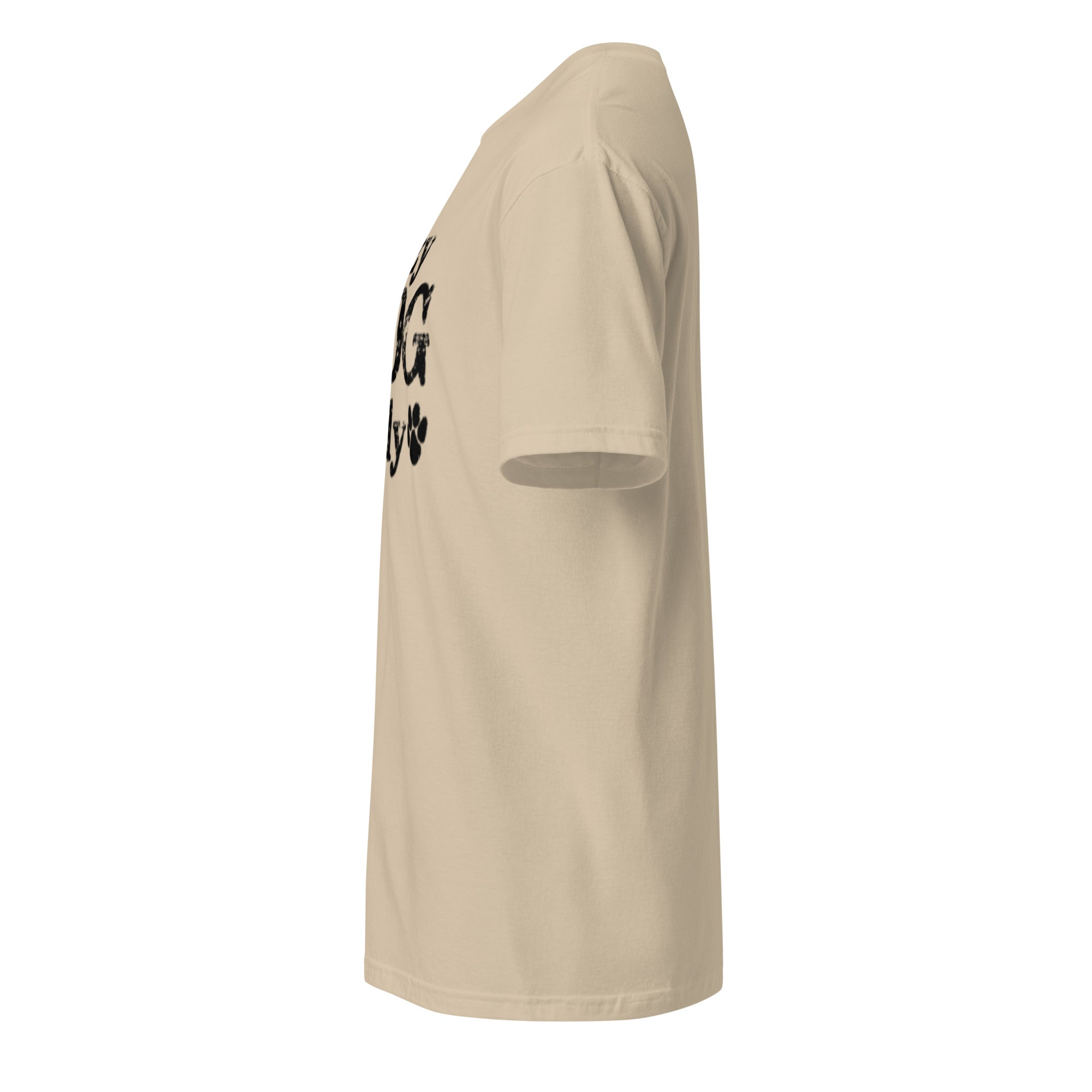 Beige t-shirt left side on a white background
