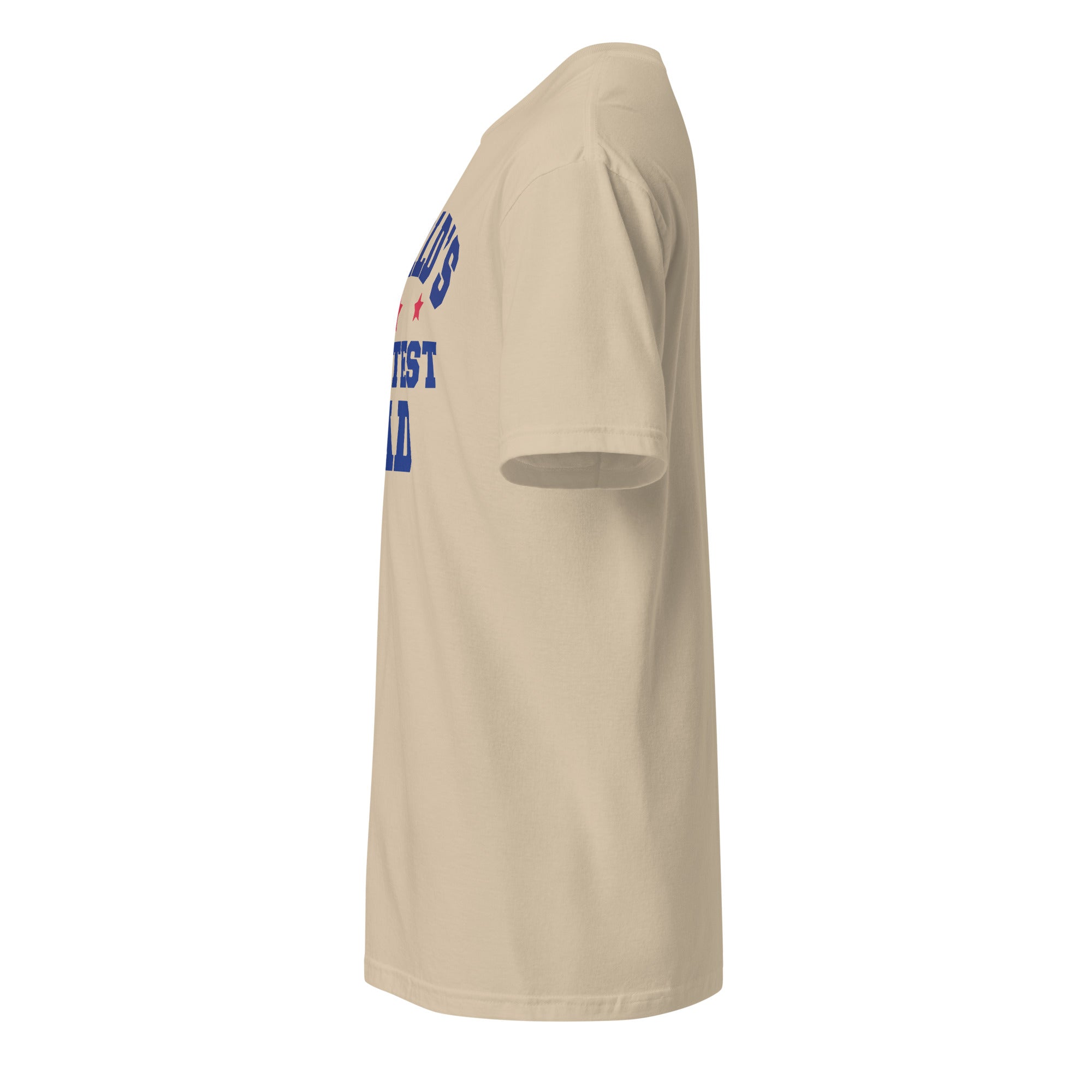 Sand t-shirt left side on a white background