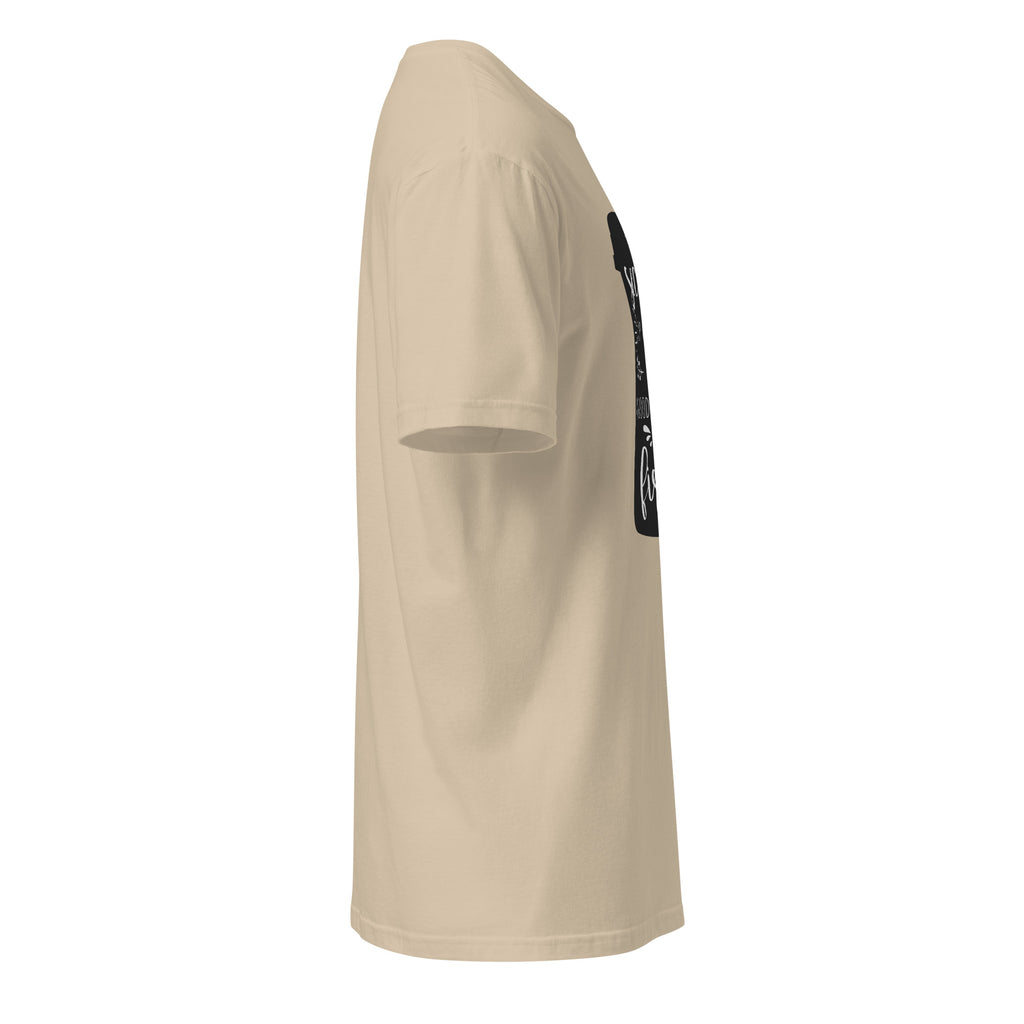 Plain beige t-shirt right side on a white background
