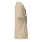 Right view of a plain sand t-shirt on a white background