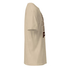 Right view of plain sand t-shirt on a white background