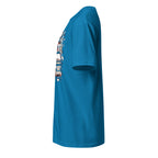 Left view of a plain Blue t-shirt on a white background