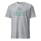 Gray t-shirt with 'The Legend' text on a white background