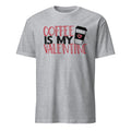 Sport Grey t-shirt with 'Coffee is my Valentine' text and coffee cup graphic on a white background