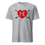 Sport Grey t-shirt with a red heart and 'ME' text design on a white background