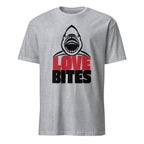 Sport Grey t-shirt with a shark graphic and 'LOVE BITES' text on a white background