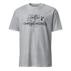 Sport Grey t-shirt with black "I'd Rather Take Coffee Than Compliments just now" text on a white background