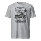 Sport Grey t-shirt with black motorcycle graphic and "Authentic Motorcycle 1955 Royal Motor Legendary Rider" text on a white background