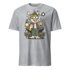 Sport Grey t-shirt with a cartoon character pirate design on a white background