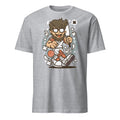 Sport Grey t-shirt with a cartoon character holding a bat on a white background
