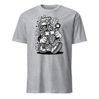 Sport Grey t-shirt with a black and white brain graphic design on a white background