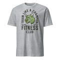 Sport Grey t-shirt with fitness club graphic and text on a white background