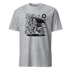 Sport Grey t-shirt with a black farmhouse graphic design on a white background