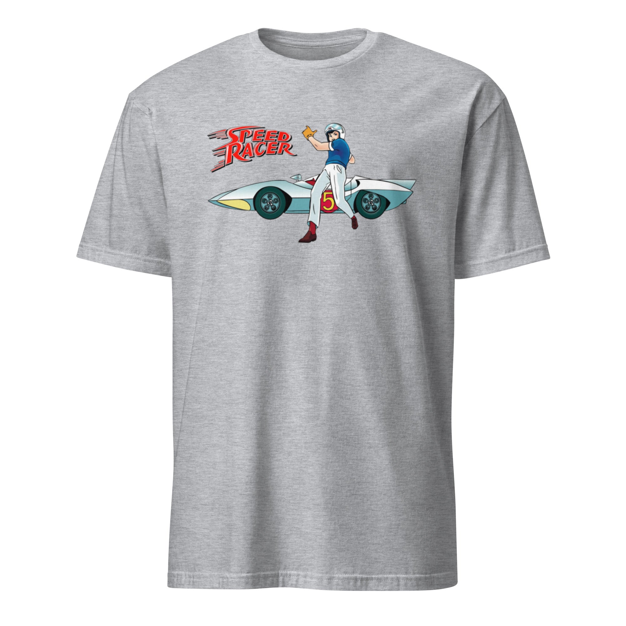 Sport Grey t-shirt with Speed Racer graphic on a white background