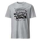 Gray t-shirt with black motivational text design on a white background