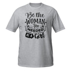 Gray t-shirt with motivational quote on a white background