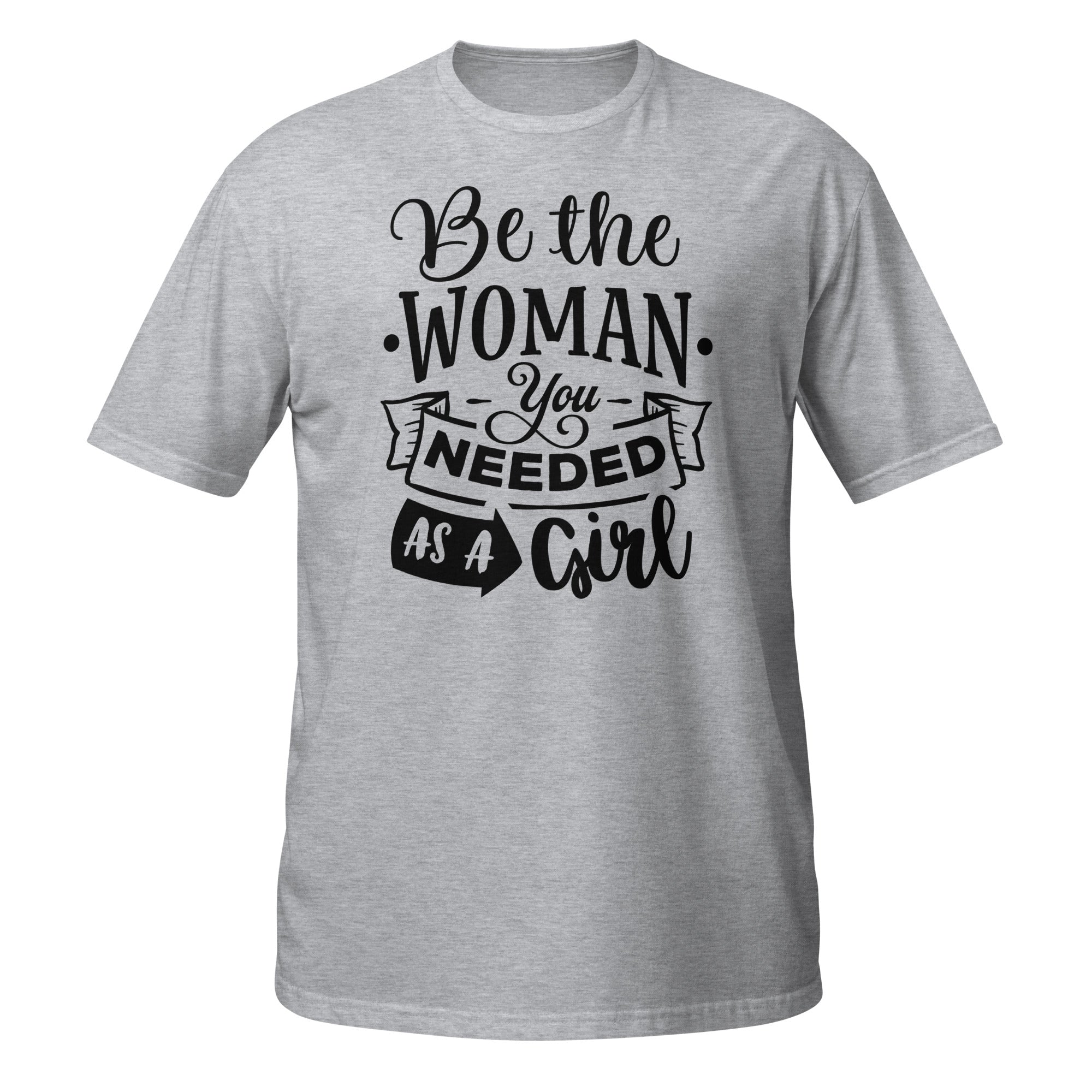 Gray t-shirt with motivational quote on a white background