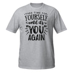 Gray t-shirt with motivational quote on a white background