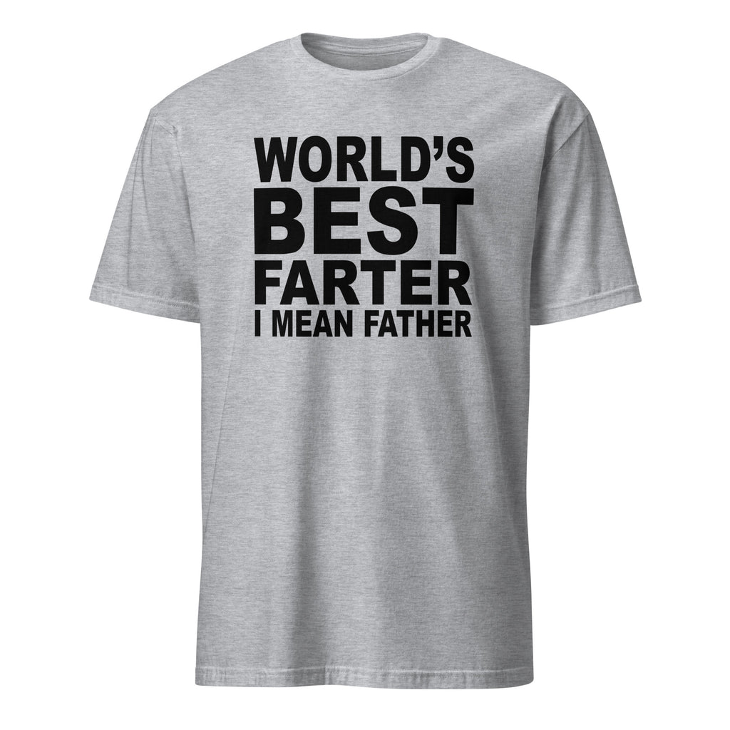 Sport Grey t-shirt with Funny dad quote design reading “World’s best farter I mean father”