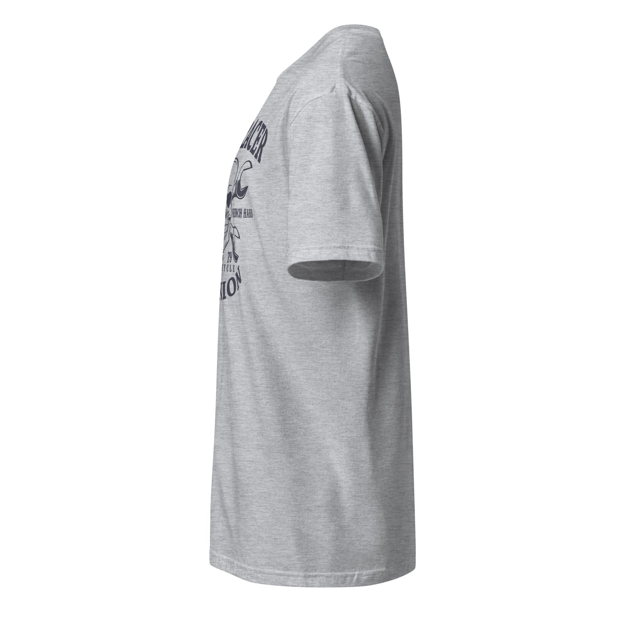 Left view of a plain Sport Grey t-shirt on a white background