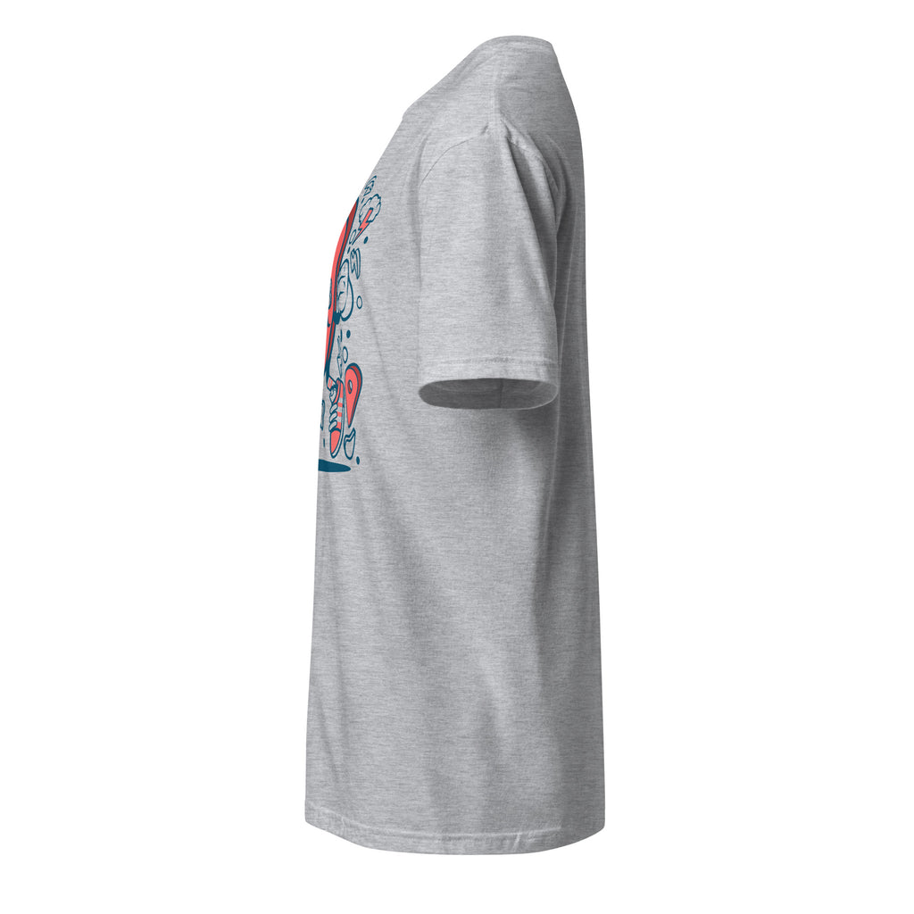 Left view of a sport grey t-shirt on a white background