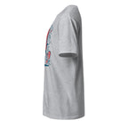 Left view of a sport grey t-shirt on a white background