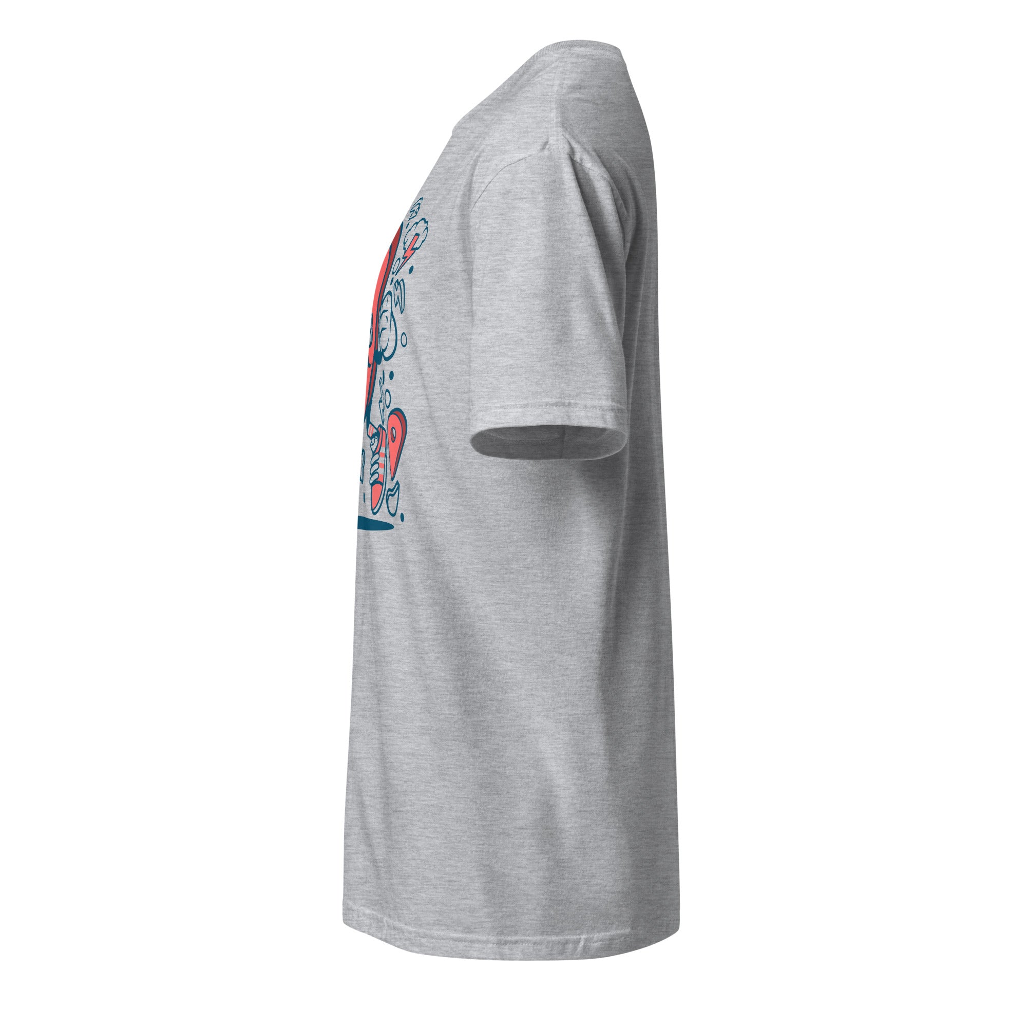 Left view of a sport grey t-shirt on a white background