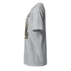 Left view of a sport grey t-shirt on a white background