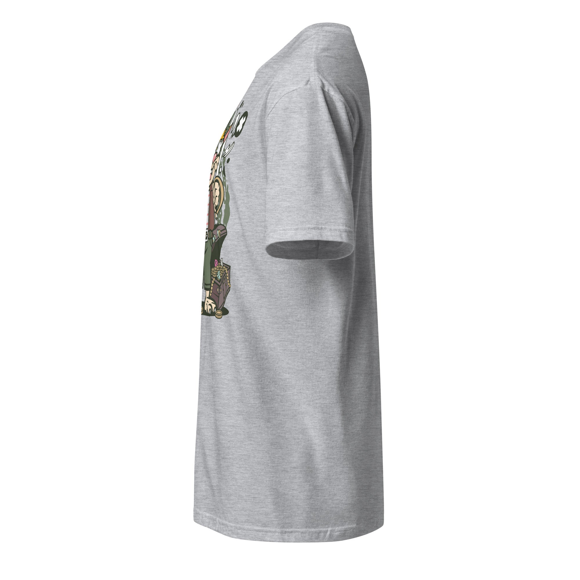 Left view of a sport grey t-shirt on a white background