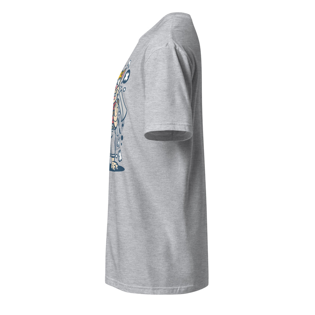 Left view of a Plain sport grey t-shirt on a white background