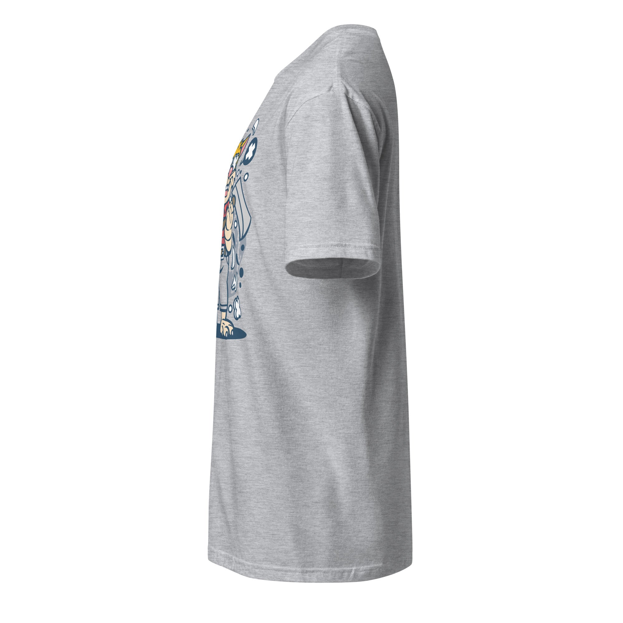 Left view of a Plain sport grey t-shirt on a white background