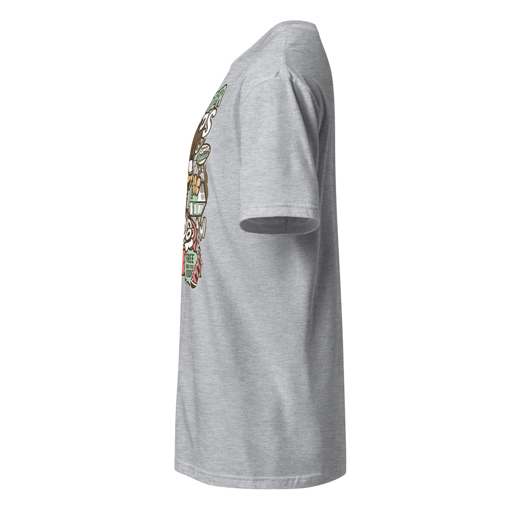 Left view of a plain sport grey t-shirt on a white background