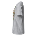 Left view of a plain sport grey t-shirt on a white background