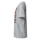 Left view of a plain sport grey t-shirt on a white background