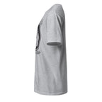 Left view of a plain sport grey t-shirt on a white background