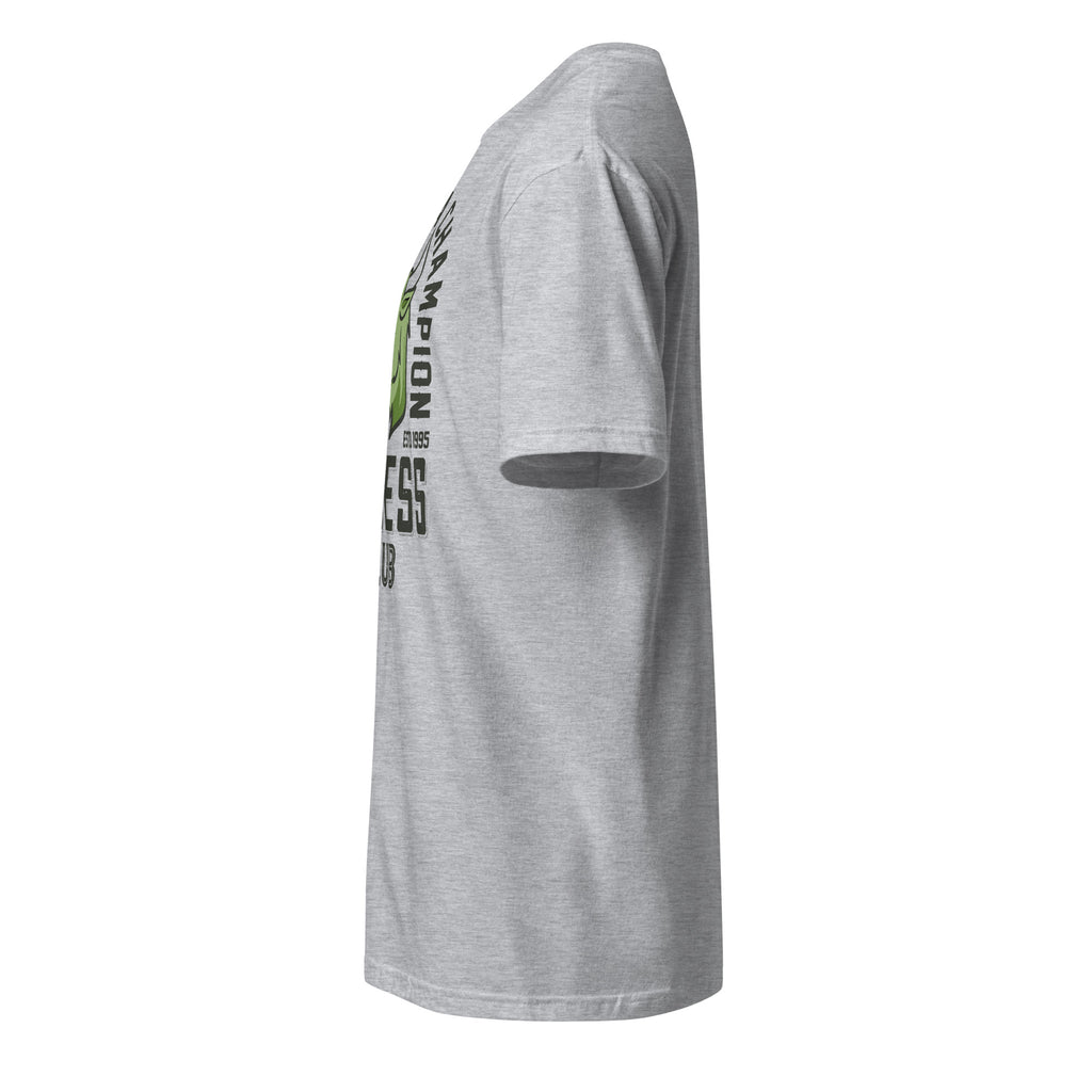 Left view of a plain sport grey t-shirt on a white background